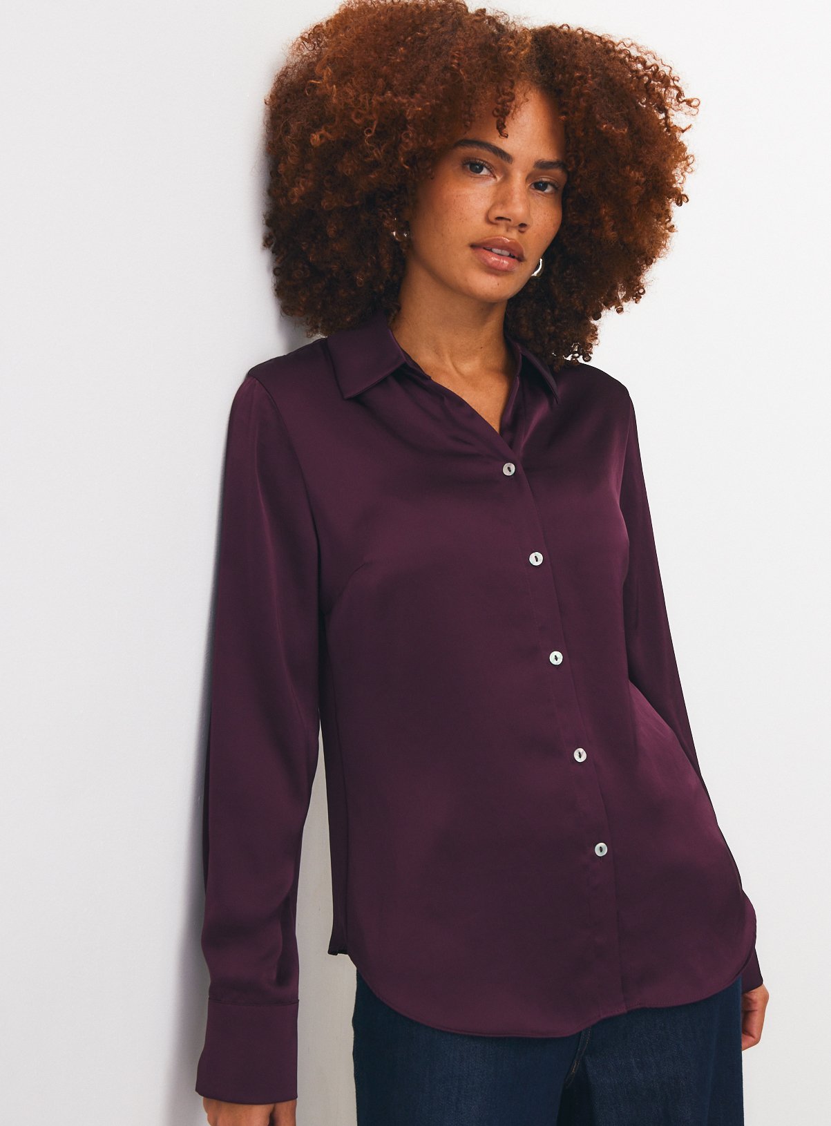 Dark Red Satin Regular Fit Shirt 12 - Image 3 thumbnail